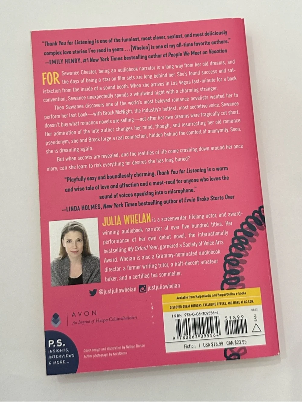 Thank You For Listening by Julia Whelan Paperback Book Romance BookTok